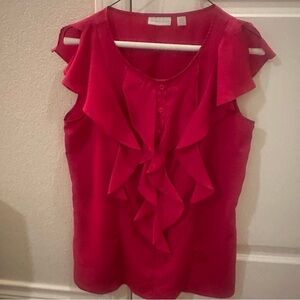 New York & Company Fuchsia/ Dark Pink Ruffle Blouse- Women’s Size Small
